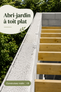 Abri-jardin moderne à toit plat dans un jardin fleuri.