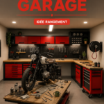 Garage bien aménagé avec rangement pratique et décoration