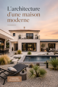 Maison moderne avec de grandes fenêtres et un design épuré.