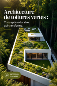 Toit vert moderne avec des plantes variées sur un bâtiment urbain.