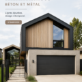 Un barn moderne en béton et métal, élégamment conçu