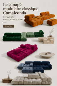 Canapé Camaleonda revisité par B&B Italia dans un salon moderne, mettant en avant son design élégant et chic.