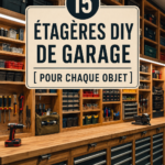 Étagères DIY en bois dans un garage organisé