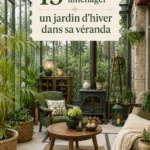 Un jardin d'hiver luxuriant dans une véranda avec des plantes vertes et de la lumière naturelle
