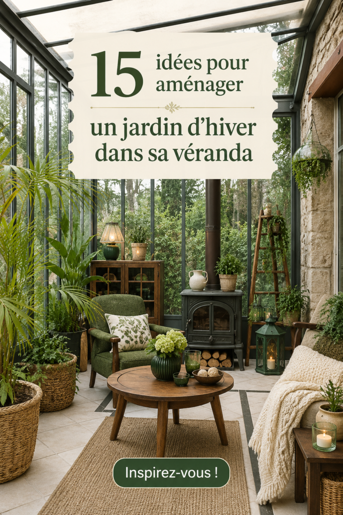 Un jardin d'hiver luxuriant dans une véranda avec des plantes vertes et de la lumière naturelle