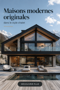 Maison moderne inspirée du style chalet avec de grandes fenêtres en bois et une façade chaleureuse.