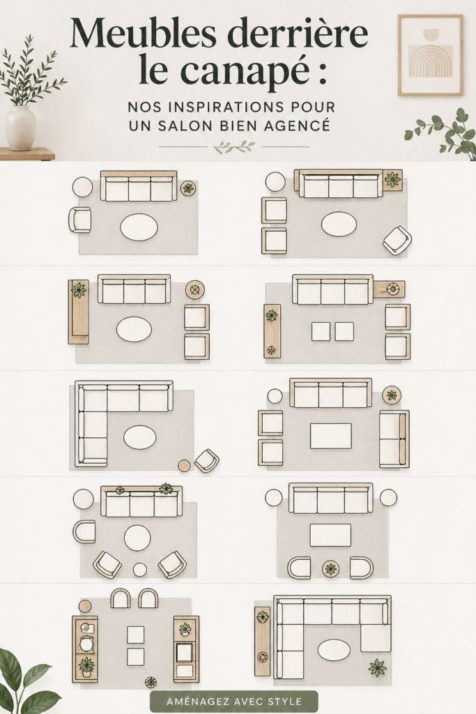 Salon moderne avec un meuble derrière le canapé bien agencé