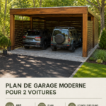 Plan moderne d'un garage de 440 pieds carrés pour deux voitures.