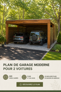 Plan moderne d'un garage de 440 pieds carrés pour deux voitures.