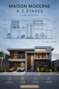 Un plan de maison moderne sur deux étages, mettant en avant un design élégant et fonctionnel.