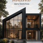 Illustration d'un projet de maison moderne créé avec SketchUp