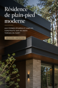 Résidence moderne entourée par la forêt, combinant design contemporain et nature.