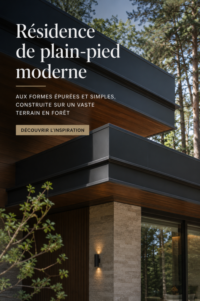 Résidence moderne entourée par la forêt, combinant design contemporain et nature.