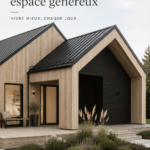 Intérieur de maison avec décoration nordique, mettant en valeur des couleurs claires et du mobilier élégant.