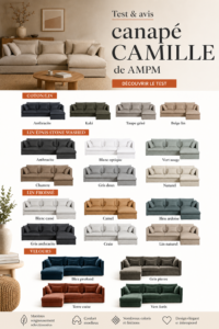 Canapé Camille d'AMPM dans un intérieur chaleureux et moderne.