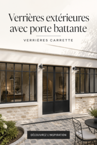Verrière moderne à porte battante dans un jardin lumineux