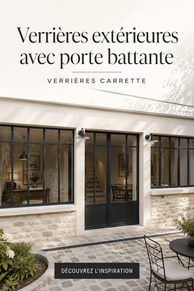 Verrière moderne à porte battante dans un jardin lumineux