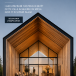 Une villa moderne au Québec, mélange de métal noir et cèdre blanc, sur fond de nature.