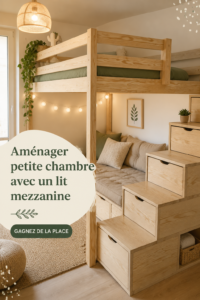 Aménagement d'une chambre avec lit mezzanine et décor cozy