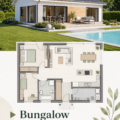 Un bungalow en bois lumineux dans un cadre verdoyant, parfait pour le camping ou un espace de vie.