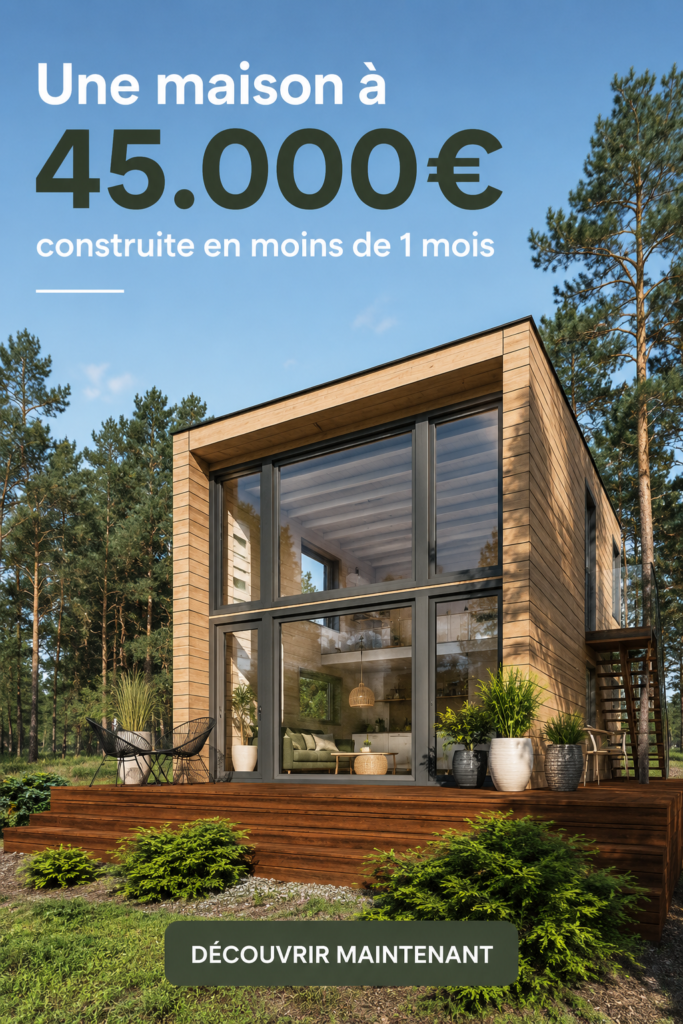 Maison moderne construite rapidement et à bas coût, en illustration de l'article.