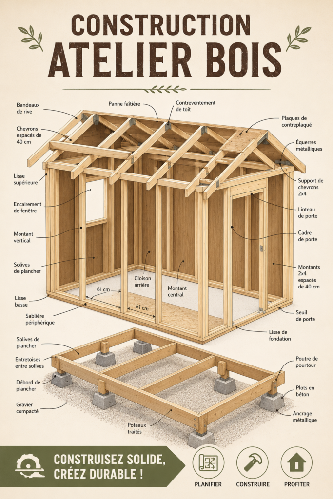 Image d'un atelier en bois bien aménagé qui inspire la créativité
