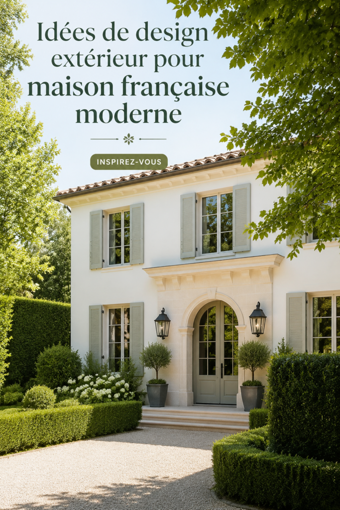 Maison moderne à la française avec une façade élégante et boisée.