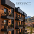 Appartement en brique et métal avec vue sur les montagnes
