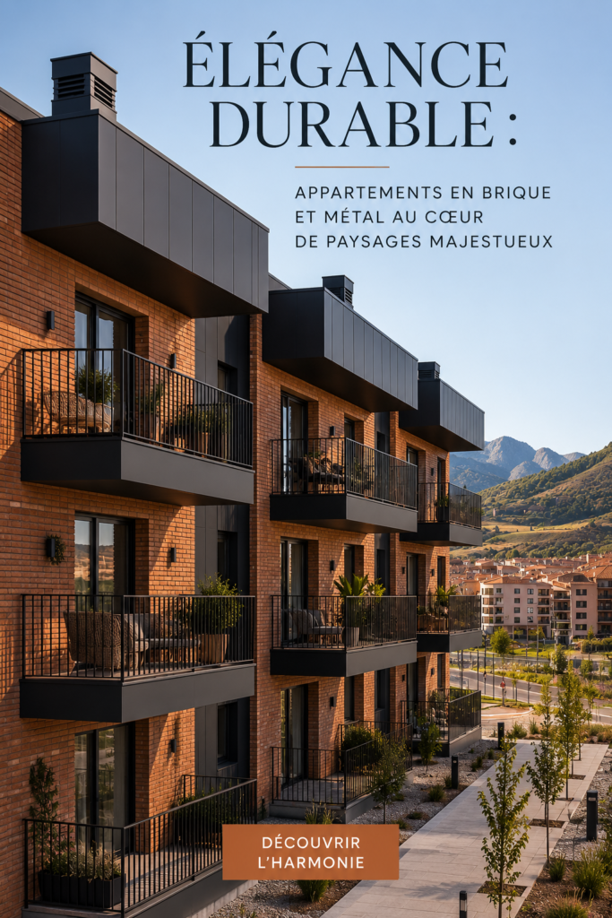 Appartement en brique et métal avec vue sur les montagnes