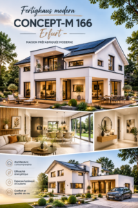 Visuel d'une maison moderne Fertighaus CONCEPT-M 166 avec un design contemporain.