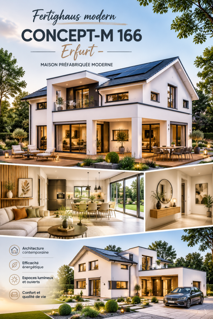 Visuel d'une maison moderne Fertighaus CONCEPT-M 166 avec un design contemporain.