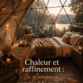 Un espace de glamping élégamment décoré, alliant confort et nature.