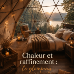 Un espace de glamping élégamment décoré, alliant confort et nature.