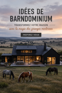 Un barndominium moderne avec une façade en bois et des grandes fenêtres, mélangeant architecture contemporaine et charme rustique.
