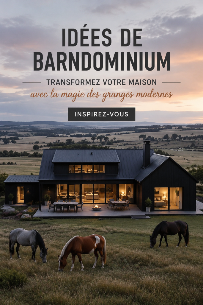 Un barndominium moderne avec une façade en bois et des grandes fenêtres, mélangeant architecture contemporaine et charme rustique.