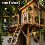 Une belle cabane dans les arbres entourée de verdure, offrant une vue panoramique sur le jardin.