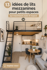 Un lit loft moderne installé dans une petite chambre bien aménagée.