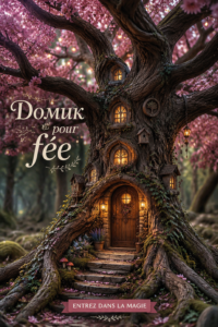 Un jardin féerique pour enfants avec des petites maisons en bois et des fleurs colorées.