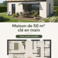 Maison clé en main de 50 m² avec un aménagement intérieur optimisé.