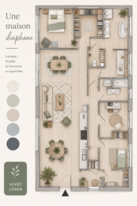 Maison diaphane lumineuse avec de grandes fenêtres