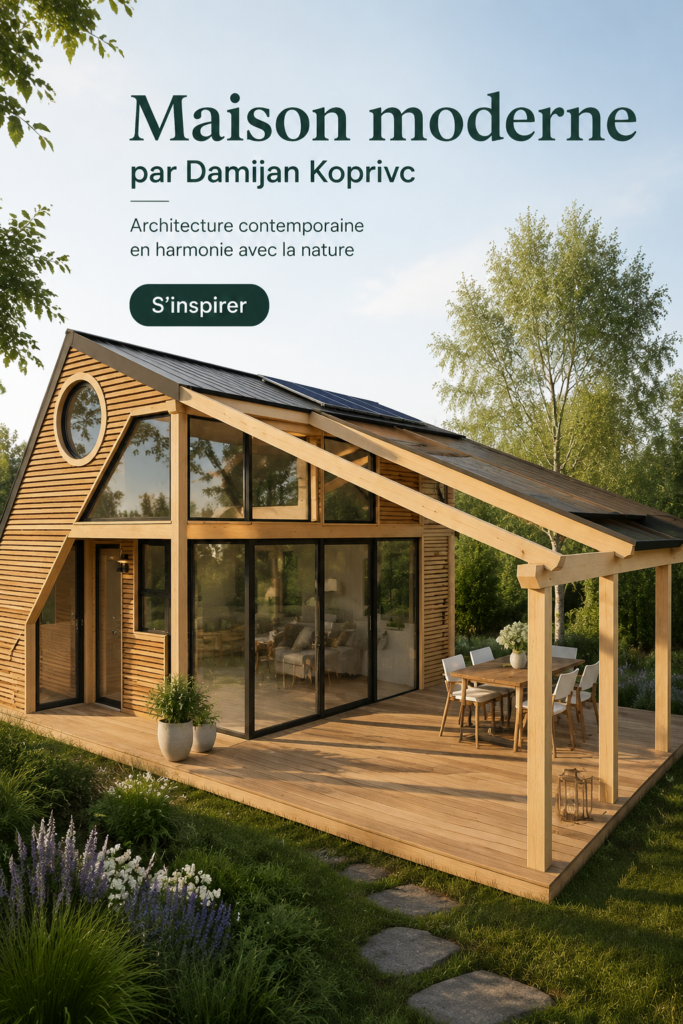 Maison moderne conçue par Damijan Koprivc avec des lignes épurées et un design contemporain.