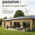 Illustration d'une maison passive moderne avec un jardin verdoyant