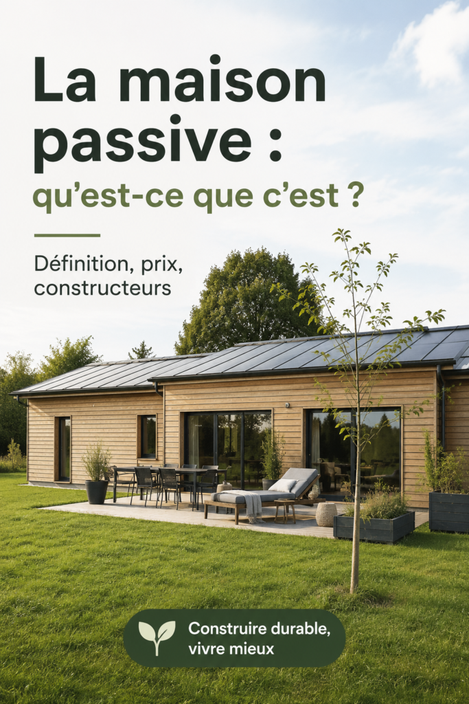 Illustration d'une maison passive moderne avec un jardin verdoyant