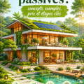 Une maison passive moderne avec une architecture écologique et un jardin luxuriant.