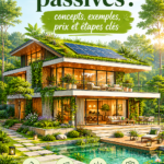Une maison passive moderne avec une architecture écologique et un jardin luxuriant.