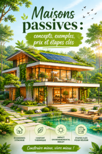 Une maison passive moderne avec une architecture écologique et un jardin luxuriant.