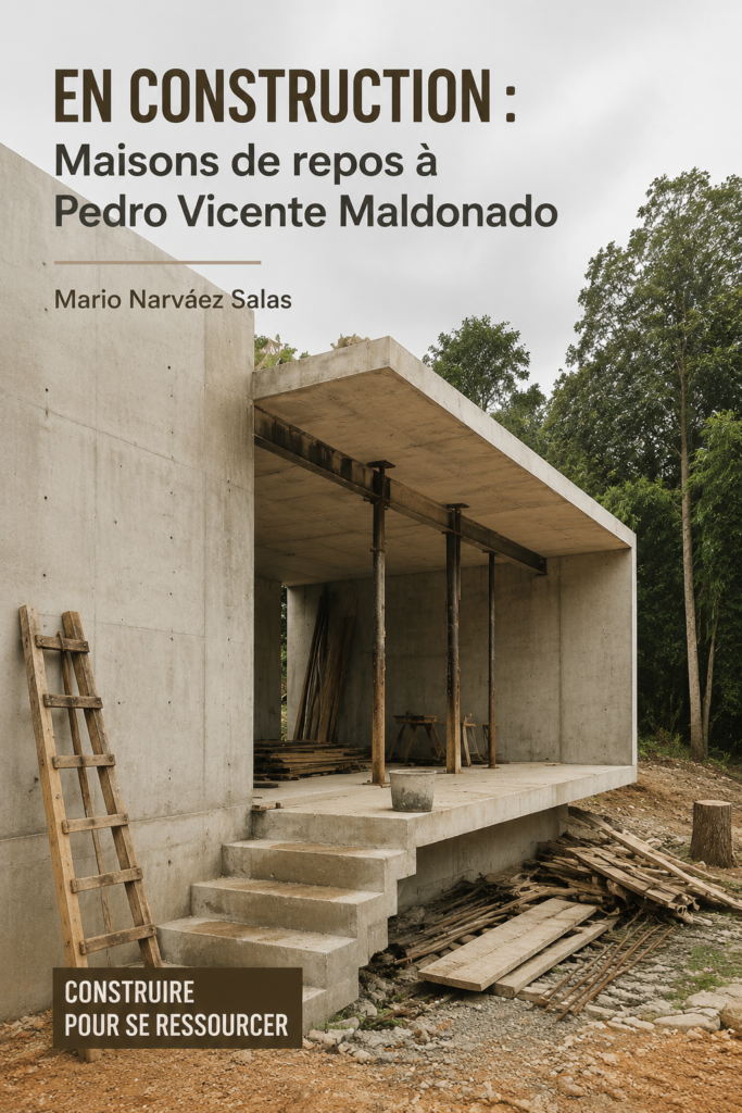 Vue d'une maison de repos à Pedro Vicente Maldonado entourée de nature, idéale pour des vacances sereines.