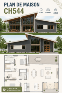 Plan de maison CH544 présentant une architecture moderne et fonctionnelle.