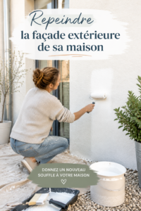 Une maison au style moderne avec une façade fraîchement repeinte en couleurs apaisantes.