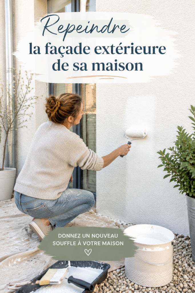 Une maison au style moderne avec une façade fraîchement repeinte en couleurs apaisantes.